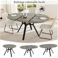 thumbnail image 4 of Extendable Round Dining Table Set for 6 People, 43.3"-59.1" Extendable Kitchen Table with 6 Upholstered Chairs, Space Saving for Kitchen Dining Room (Grey Table+6 U-Shaped White Chairs), 4 of 12