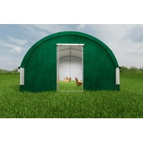 Large Chicken Coop Metal Chicken Run Dome Shape Walk-in Fence Chicken Coop, suitable for outdoor and yard farm use, all covered with PE cloth, 12.4 ft Ă—12.4 ft