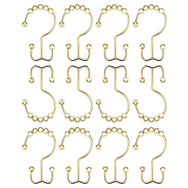 Bewildely 12 ganchos para cortina de ducha, perchas para cortinas de habitación de Hotel, anillos colgantes para bañera, accesorios para interiores y Accesorios de baño Oro Bewildely HA062211-03B