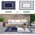 thumbnail image 2 of DEORAB Outdoor Rugs Waterproof Plastic Straw Mat 5'x8' Reversible RV Patio Deck Beach Blue & White, 2 of 9