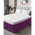 thumbnail image 4 of Purple Burlap Texture Bed Skirt Cal King Size, Farmhouse Vintage Purple Wrap Around Bed Skirting with Adjustable Elastic Strap, Dust Ruffled Pleated Bedskirts 16 Inch Drop for Bedroom Cal King Beds, 4 of 9