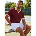 thumbnail image 4 of RICHCOIN Polo Shirts for Men V Neck Short Sleeve Golf Shirts Casual Textured Knit Old Money Tops, 4 of 7