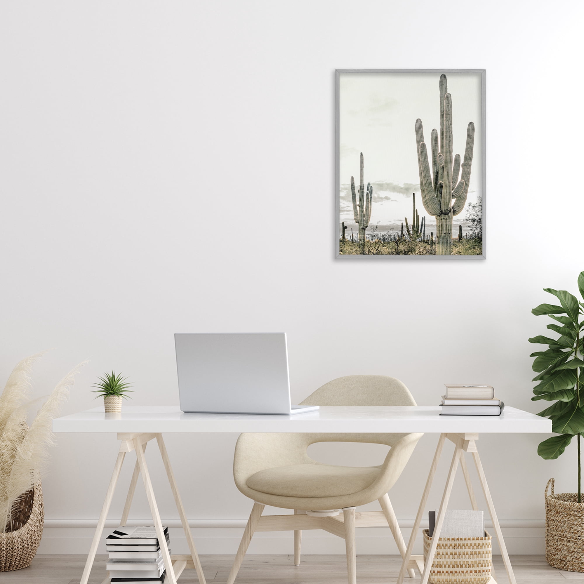 Stupell Industries Subdued Desert Cacti Gray Framed Giclee Art, design by Kim Allen