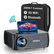 [Auto Keystone]WiMiUS 1080P Projector, 480 ANSI Home Theater Projector with 5G Wifi Bluetooth, for iOS/Android