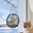 thumbnail image 5 of Christmas House Stained Glass Suncatcher, Christmas House, Christmas House Stained Glass Decor, Hanging Ornaments, Christmas Dad Gifts for Birthday UccAZq, 5 of 5