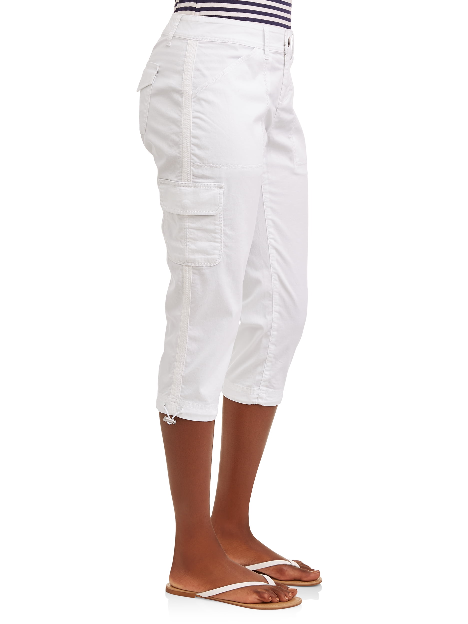 white cargo capris womens