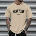 thumbnail image 2 of Ierhent Men T Shirt Loose Fit Heavyweight Short-Sleeve Logo Graphic T-Shirt Bronze,M, 2 of 4