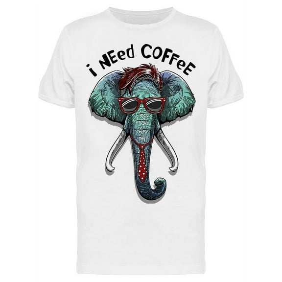 Tired Cool Elephant, Coffee T-Shirt Men -Image by Shutterstock, Male Large
