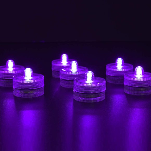 DAMAIE 36pack Violet Imperméable à l'Eau Sous-Marine Mini LED Lumières de Thé Submersibles pour la Décoration de Jour de Saint Valentin de Festival de Vase Patry Maison de Mariage