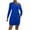 Blue, variant on Diufon Womens Long Sleeve Dresses Solid Color Mini Dress One Shoulder Dress with Pockets