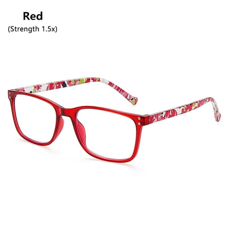 Retro Anti Eyestrain Spring Hinge for Men and Women Readers Blue Light Blocking Computer Eyeglasses Reading Glasses RED STRENGTH 1.5X