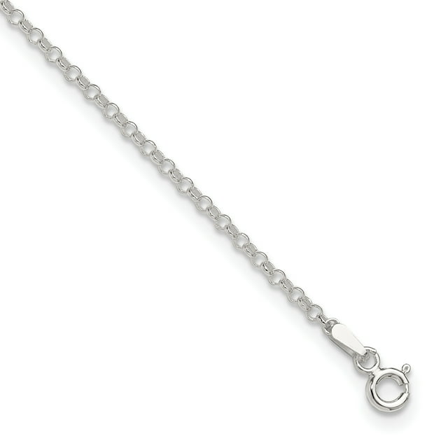 925 Sterling Silver 2mm Rolo Link 9 Inch Plus 1 Chaîne Bracelet Cheville Cheville