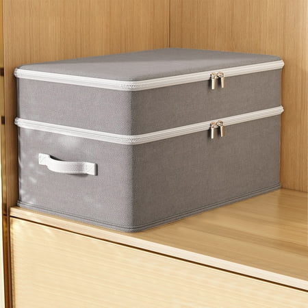 RXIRUCGD Closet Storage Box with Handle  Multifunctional Double Layer Organizer Bag with Zipper for Underwear Bra Clothes Blankets  Pillows Large Capacity Storing Bags