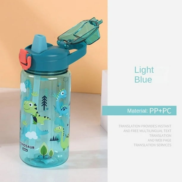 Botella de agua a prueba de derrames para niños, vaso con forma de dibujos animados, de gran capacidad, con pajitas y tapas, 600Ml