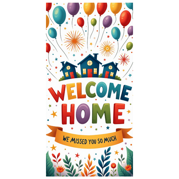 Decorative Design Welcome Home Balloon Backdrop Colorful Theme Family Reunion Banner for Homecoming Celebration Party Event