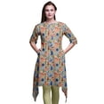 thumbnail image 1 of Bimba Beige Tree & Fox Folk Art Printed Asymmetrical Kurti Tops For Women Indian Summer Dress Tunic XXX-Large, 1 of 6