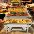 thumbnail image 2 of Chafing Dish Buffet Set 4 Pack, 8 Qt Stainless Steel Chafer Buffet Servers and Warmers Sets with Lid Folding Frame, Rectangular Chafing Dishes for Parties, Weddings, Catering Events, Silver, 2 of 7