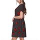 thumbnail image 2 of Balery Red Ladybugs On Dark Background Vestidos sueltos de manga corta para mujer, vestidos de verano 2025, vestidos casuales de corte A con vuelo., 2 of 6