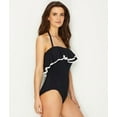 thumbnail image 3 of Women's Coco Reef T04033 Keepsake Ruffle Bandeau Shaping One Piece Swimsuit (Black/White 34C), 3 of 4
