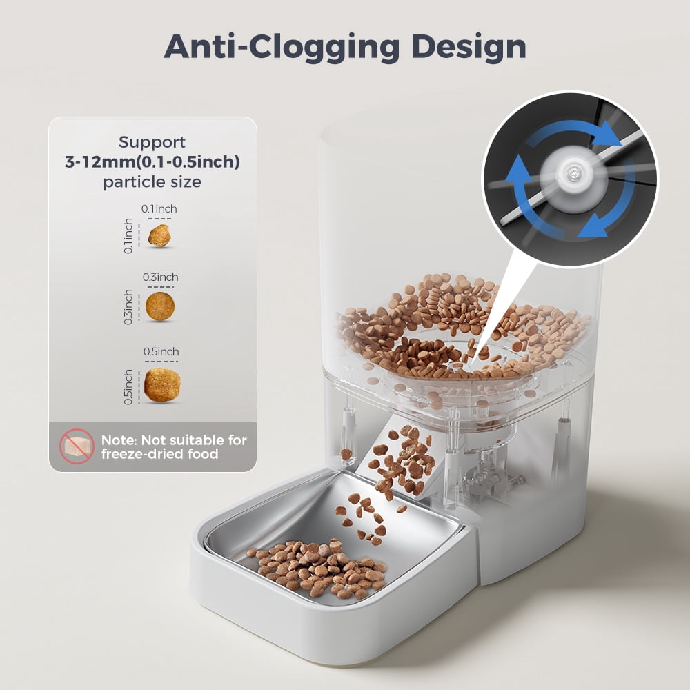 Automatic Cat Feeder with Camera & Night Vision, DOMIPET WiFi Cat Food Dispenser Dog Timed Feeder Two-way Audio 6L Pet Feeder for Cat/Dog, APP