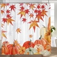 thumbnail image 3 of Pumpkin Autumn Shower Curtain Set with Hooks Fall Thanksgiving Harvest Bathroom Bathtubs Decor Durable Polyester Fabric 72"x72", 3 of 7
