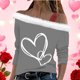 thumbnail image 1 of Xuyuer Valentine Shirt Women Love Heart Graphic Sloping Shoulder Suspender Shirt Funny Valentine's Day Gift Shirts Love Tops, 1 of 6
