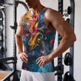 thumbnail image 5 of Daiia Vibrant Rooster Painting Printed Men's Quick Dry Fit Muscle Tank Top Slim-Fit Tank Workout Tank Top Lightweight Sports Tank Top-Small, 5 of 7