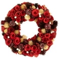 thumbnail image 2 of Northlight Wooden Roses, Apples and Pearls Artificial Christmas Wreath - 13" - Unlit - Red, 2 of 7