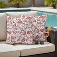 thumbnail image 4 of Boho Red Floral Outdoor Waterproof Pillow Covers, Vintage Farmhouse Paisley Plant Leaf Decorative Square Throw Pillowcase Sofa Cushion Sham for Patio/Couch/Chair, 26"x26" 2 Pack, 4 of 8