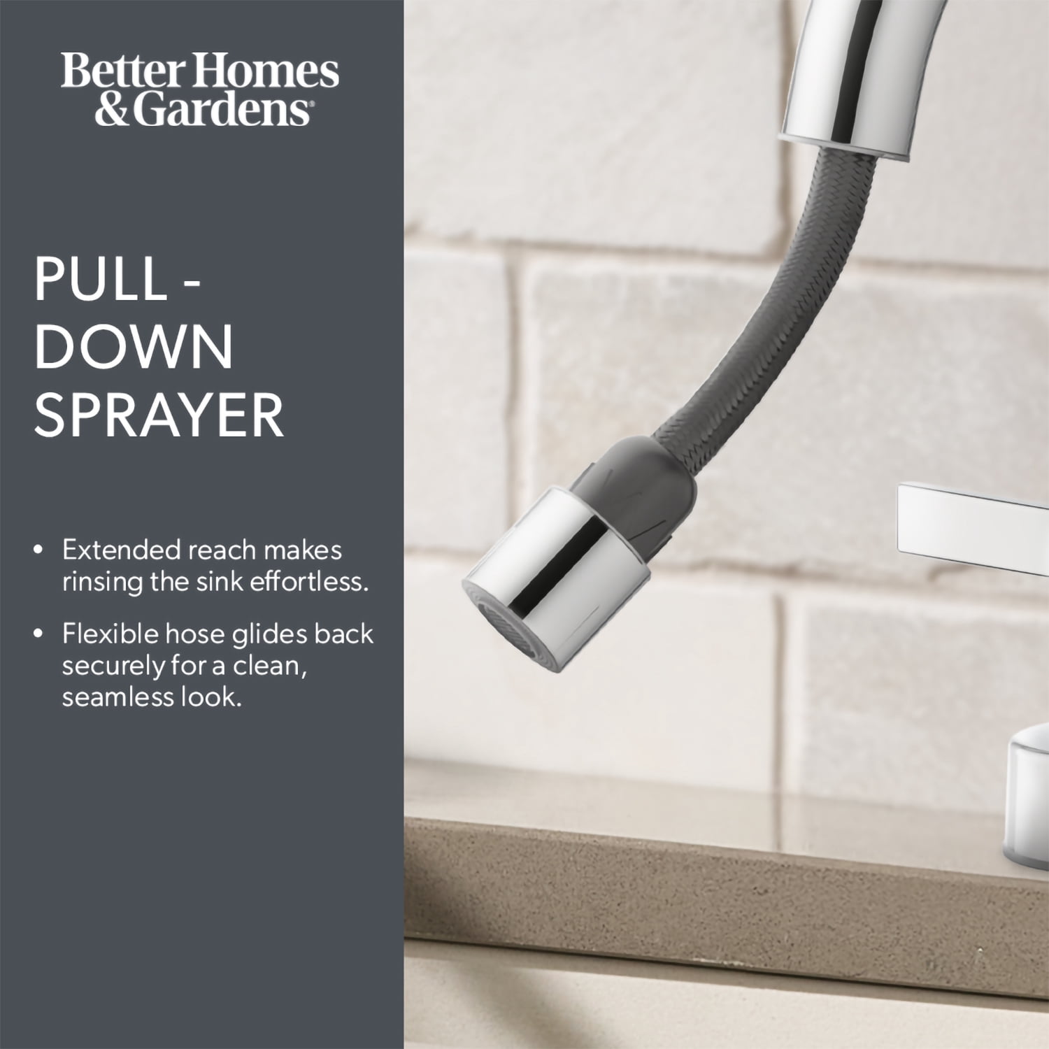 Better Homes & Gardens Clean Modern Chrome 4" Centerset Bathroom Faucet with Pull-Down Sprayer