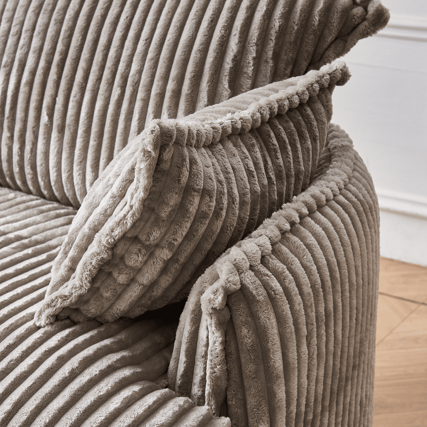 Gewnee Convertible Corduroy Armchair with Ottoman - Modern Compressed, Ideal for Small Spaces & Living Rooms