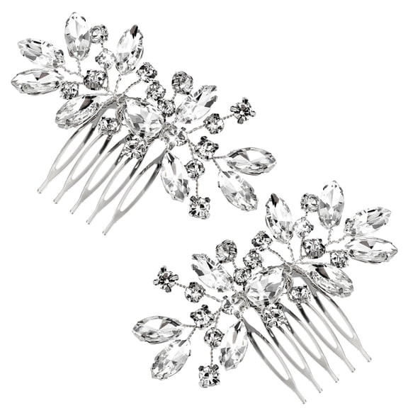 CXHEGBEJ 2PCS Rhinestone Hair Combs with Crystals For Women Sparkle Hair Barrettes Claw Clips Hair Accessories for Bride Bridesmaids Wedding SL1
