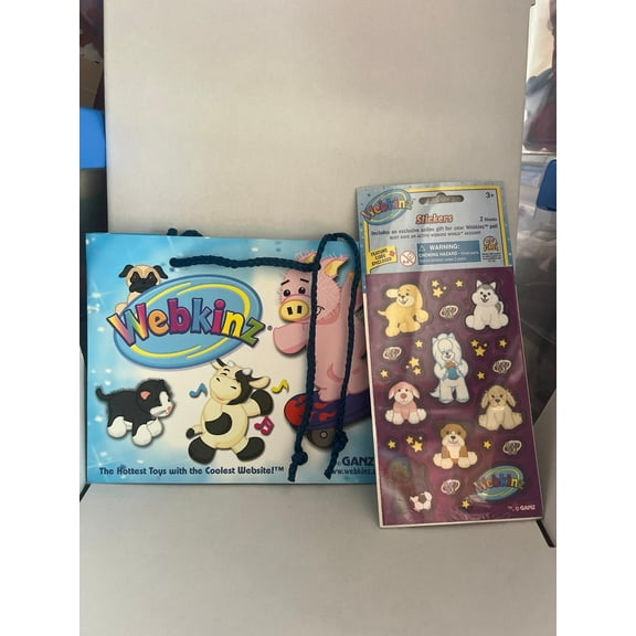 WEBKINZ STICKERS-2 SHEETS- Purple W Code & Webkinz Gift Bag New (BONUS 1 FUN CHOPS)