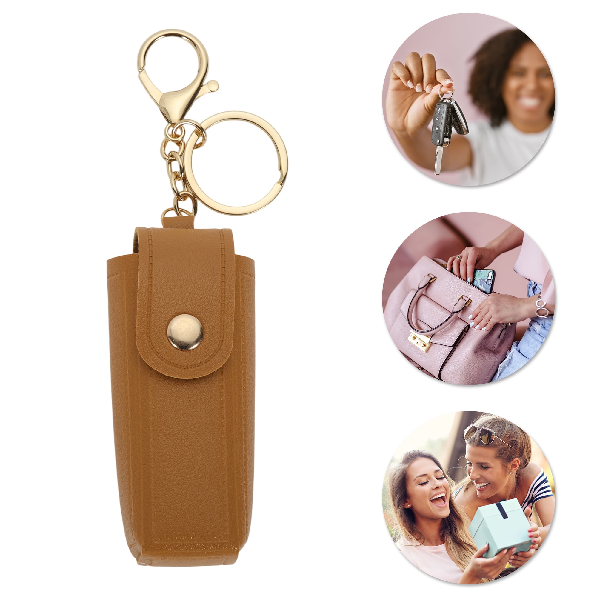 Unique Bargains Colorful Lipstick Bag Handbag Charms Keychains 1 Piece Yellow, Brown