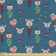thumbnail image 2 of Ambesonne Cartoon Fabric by the Yard Upholstery, Pink Pigs Wearing Clothes, 10 Yards, Multicolor, 2 of 5