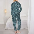 thumbnail image 3 of Pajama Sets for Women 2 Pcs, Bling sparkly gemstone blue print Button Down Long Sleeve Sleepwear Lounge PJ Sets, 3 of 6