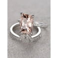 thumbnail image 2 of 1.50 Carat Princess Cut Peach Pink Morganite Diamond Engagement Ring Wedding Bridal Set In 10K White Gold, 2 of 2