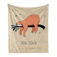 thumbnail image 1 of Animal Soft Flannel Fleece Blanket, Sleeping Big Bear and Sloth Hanging on a Bench Cozy Lazy Wild Creature Image Print, Cozy Plush for Indoor and Outdoor Use, 70" x 90", Multicolor, by Ambesonne, 1 of 6
