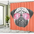 thumbnail image 4 of Ambesonne Pug Shower Curtain, Dog Portrait Sunglasses Funny, 69"Wx84"L, Dark Salmon, 4 of 4