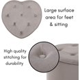 thumbnail image 4 of BirdRock Home Heart Tufted Velvet Ottoman Foot Stool - Silver, 4 of 8