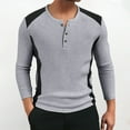 thumbnail image 2 of Chbgutlmr Shirts for Men Fall Notched V Neck Button Fitting Comfy Casual Long Sleeve Thermal Pullover Tops, 2 of 8
