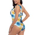 thumbnail image 4 of Pofeuu Circular Print Women's One Piece Swimsuits One Shoulder Swimwear Asymmetric Ruffle Monokinis Bathing Suits-Large, 4 of 6