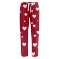 thumbnail image 3 of Fgvctg Men's Valentine's Day Pajamas Fashion Sleepwear Wide Leg Pajamas Love Heart Graphic High Waisted Pj Pant Plus Size Spring Drawstring Lounge Pants with Pockets Red 2XL, 3 of 4