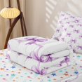 thumbnail image 5 of Homewish Kawaii Bow Zipper Full Size Comforter Sets with Fitted Sheet and 2 Pillowcases For Girls,Purple Bowknot Bowtie Zipper Bedding Set,Colorful Stars Reversible,4-Piece, 5 of 7