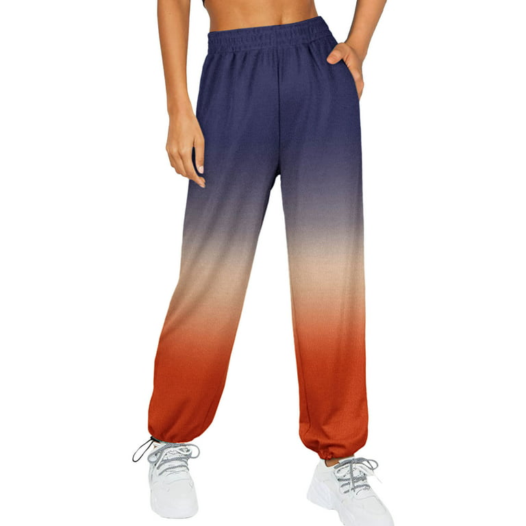 forestyashe women's pants print bottom sweatpants pockets high waist  sporty gym fit jogger pants lounge trousers 