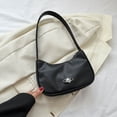 thumbnail image 4 of Bolsos de mano Hobo para mujer, bolsos de moda ligeros, bolso de mano sólido (negro), 4 of 6