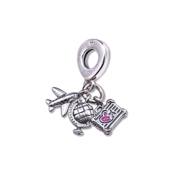 Pandora Airplane Globe & Suitcase Dangle