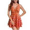 thumbnail image 2 of UPPADA Womens Tankini Swimsuits 2-Piece Bathing Suits Swim Dress with Shorts Flowy Hem Swimwear Modest Swimsuit V Neck High Waisted Skirts Tankini with Shorts Clearance,Orange,M, 2 of 6