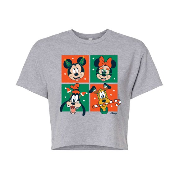 Disney - Mickey And Friends Christmas - Juniors Cropped Cotton Blend T-Shirt