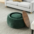 thumbnail image 3 of 25” Round 2-in-1 Storage Ottoman - Light Grey, Multi-Function End Table & Small Seat, No Assembly Required (25”x25”x14.7”), 3 of 12